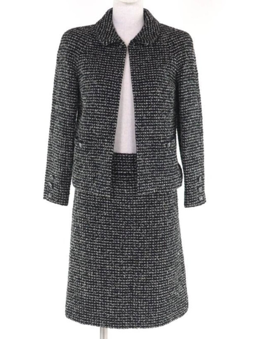 Chanel Vintage 03 C Wool Quilted Tweed Set Suit With Coco